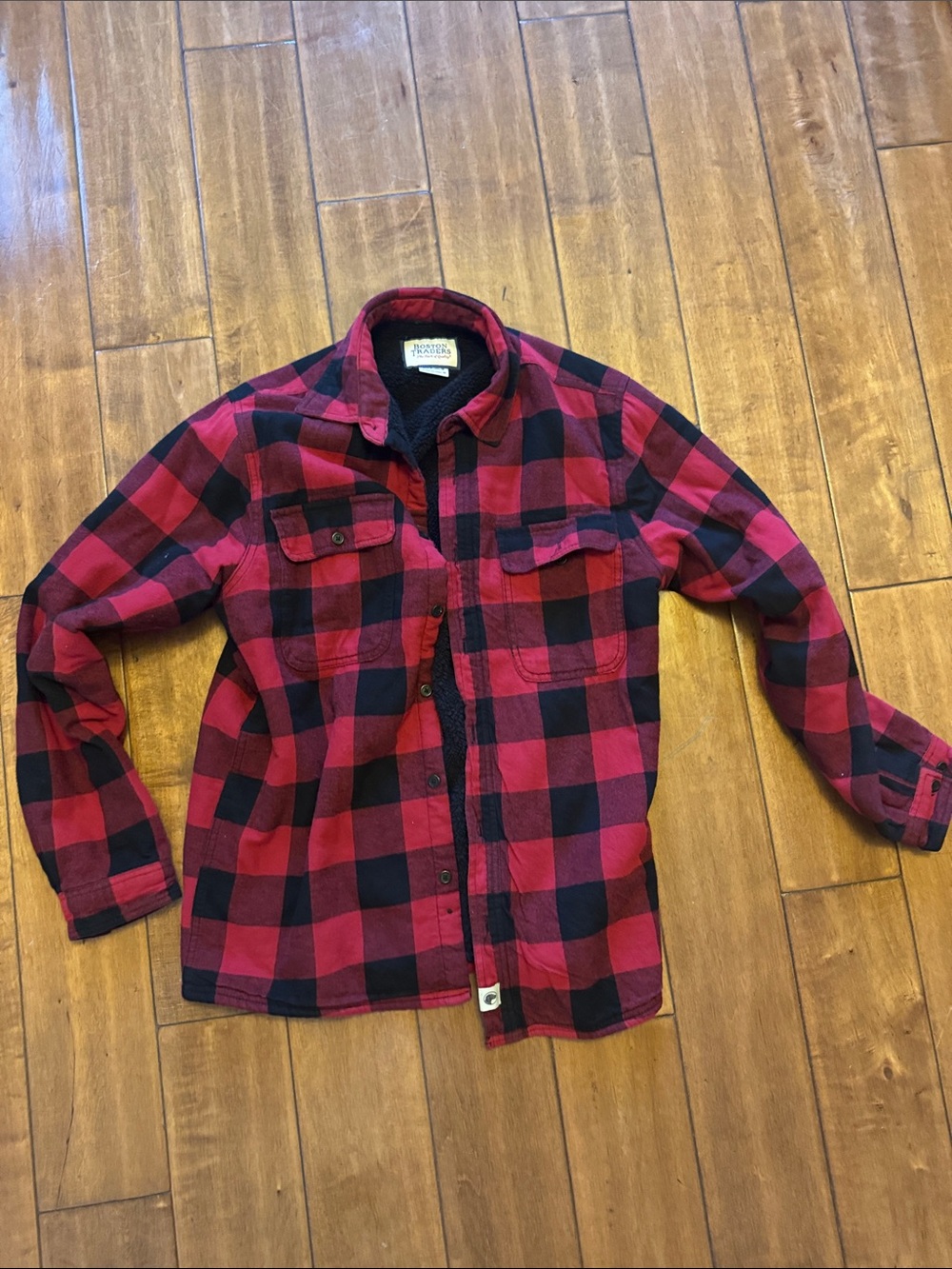 Boston Traders Red & Black Buffalo Plaid Button-Front Shirt Jacket